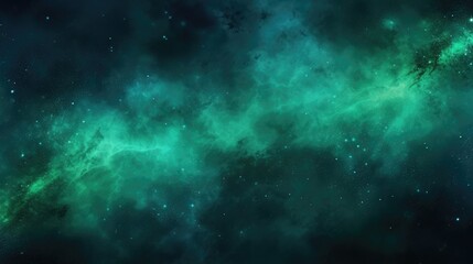 Fototapeta premium Shiny Glitter Night Sky. Blue Green Haze Texture with Steam Cloud Blend on Dark Black Abstract Art Background