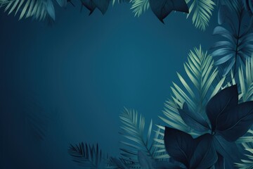 Tropical Floral Collection - Blue Foliage Leaves on Clean Space Background with Botanical Flair