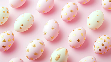 Fototapeta na wymiar Easter eggs on a light pink background.