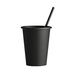 Black Paper Cup With a Straw