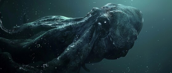 Alien species discovered in deep sea explorations, merging marine biology with extraterrestrial life - obrazy, fototapety, plakaty