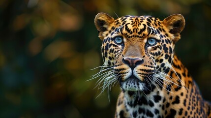Portrait of a leopard with a gaze, in a natural background.