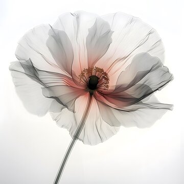 Poppy flower image mimicking an x-ray photo. poppy flower isolated on white
