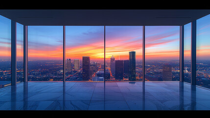 Fototapeta premium Luxurious Houston skyline vista from penthouse, panoramic and elegant, epitomizing urban sophistication.generative ai