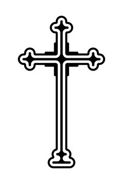 Gothic Christian cross icon symbol. Flat vector illustration