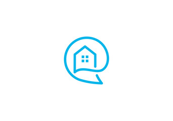 simple house talk logo, home chat symbol design inspiration