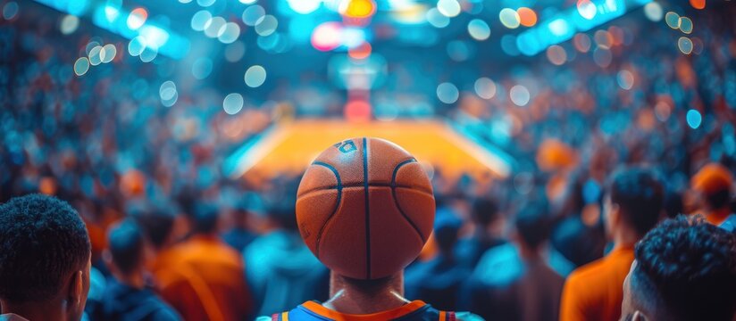 Blurred background of crowd of people in a basketball
