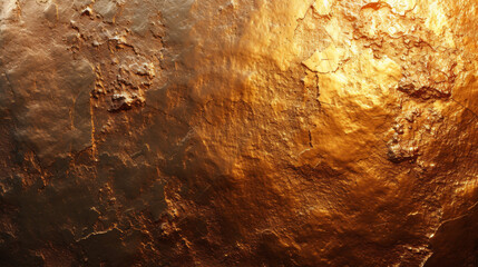 The image captures the rich texture of a gold leaf surface, showing signs of erosion and exquisite detail