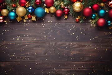 Top view of a festive setting adorned with colorful decorations, creating an inviting background with ample space for text customization.