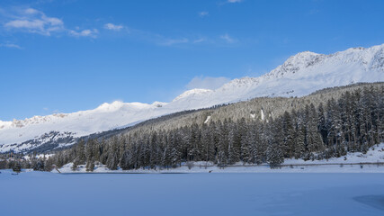 Fototapeta na wymiar Valbella, Arosa, Switzerland, frozen lake