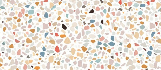 A white background is filled with multicolored pebbles in various shapes and sizes, creating a vibrant and textured display. 
