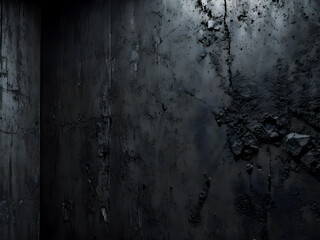 Black grunge metal texture with scratches and cracks. Abstract background for design.
