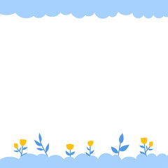 cute blue doodle and flower background memo.