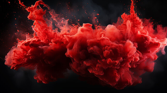 Red smoke on a black background