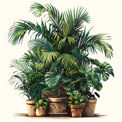 Fototapeta premium t-shirt graphic of several large potted plants