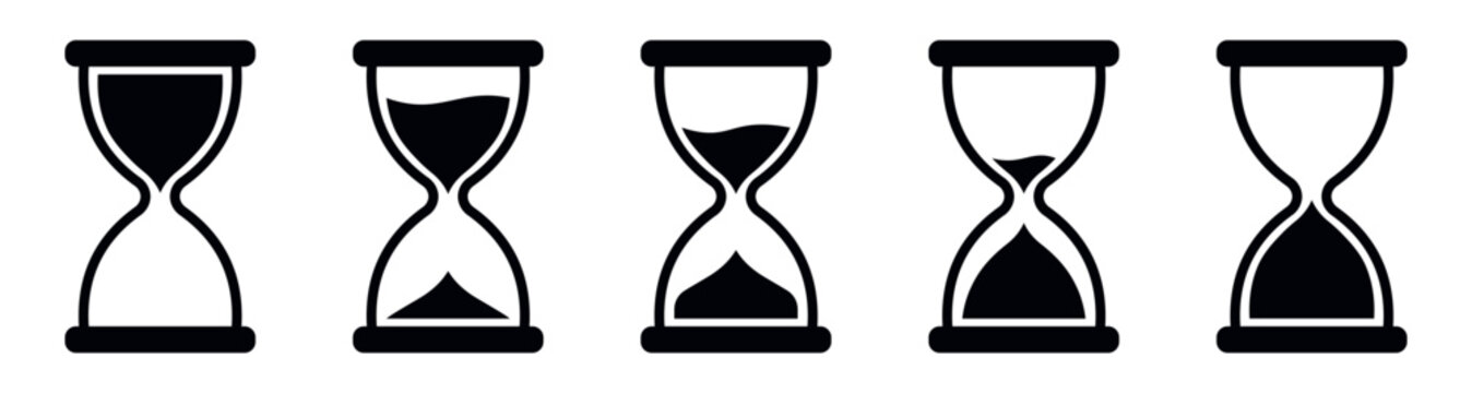 Hourglass icon set. Sandglass symbol, logo. Reload hourglass timer icon vector. Vector illustration