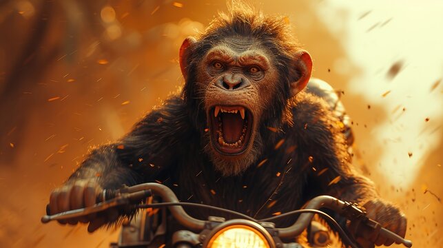 mad monkey drifts on a motorcycle
