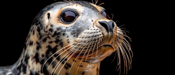 a close up of a sea lion's face with it's mouth open and it's eyes wide open.