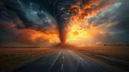 Fototapeten tornado over the road © taraskobryn
