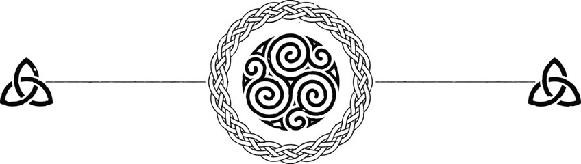 Celtic Header with Braid Ring and with Celt Triskelion - obrazy, fototapety, plakaty