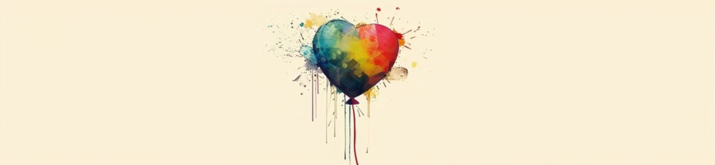 Obraz premium a heart shaped balloon with a splattered paint drips