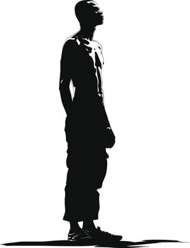 recommend clip art: Silhouette prisoner in jail black color only full body