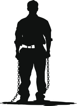 recommend clip art: Silhouette prisoner black color only full body