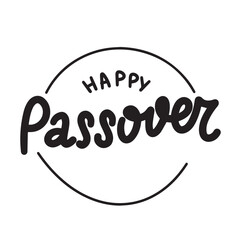 Passover Day inscription. Handwriting text banner Happy Passover . Hand drawn vector art.