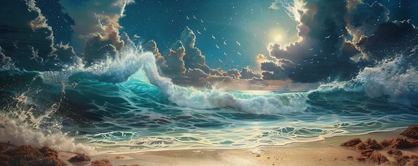 Tuinposter ocean breaks on shore © Coosh448