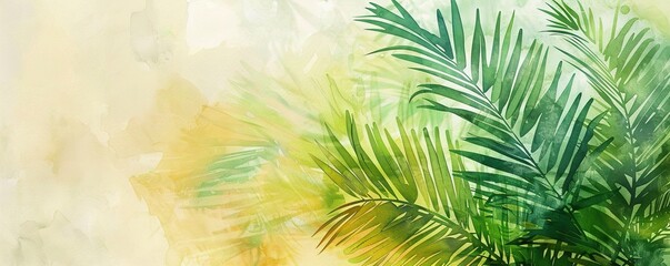 Fototapeta na wymiar Palm sunday soncept illustration, Generative AI watercolor background