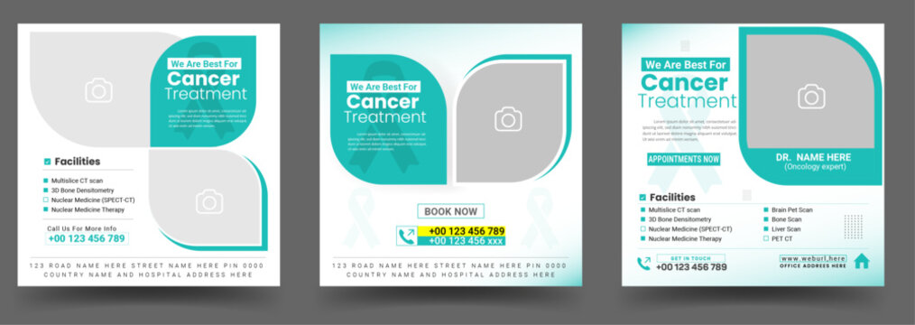 cancer awareness or medical healthcare social media post banner template set
