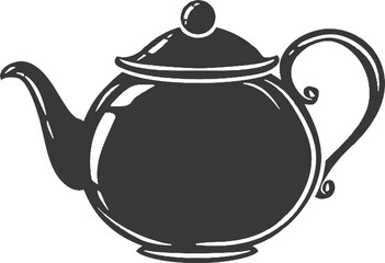 Obraz premium Silhouette teapot black color only full