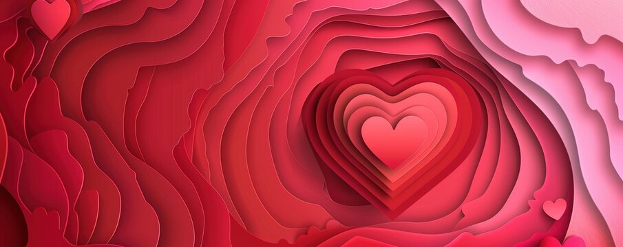 Valentines day greeting background in papercut realistic style