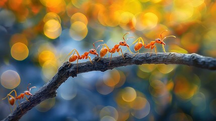 Collaborative Effort: Ants in Action on a Branch