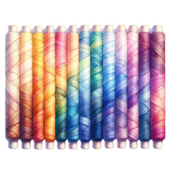 Sewing thread, various colors, transparent background - obrazy, fototapety, plakaty