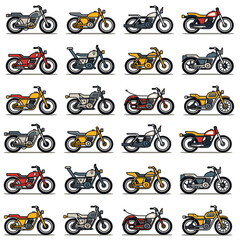 set of motorcycle illustration 