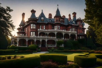 Fototapeta na wymiar a Victorian-era mansion with intricate architectural