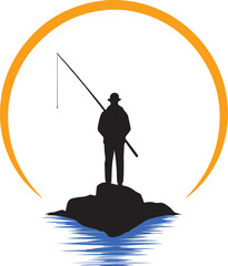 silhouette of a fisherman