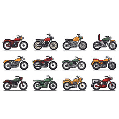 classic motorbike icon set
