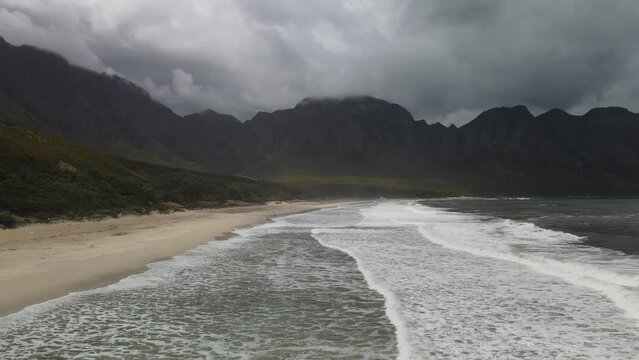 South Africa Top View to Kogel Bay beach with a cloudy background