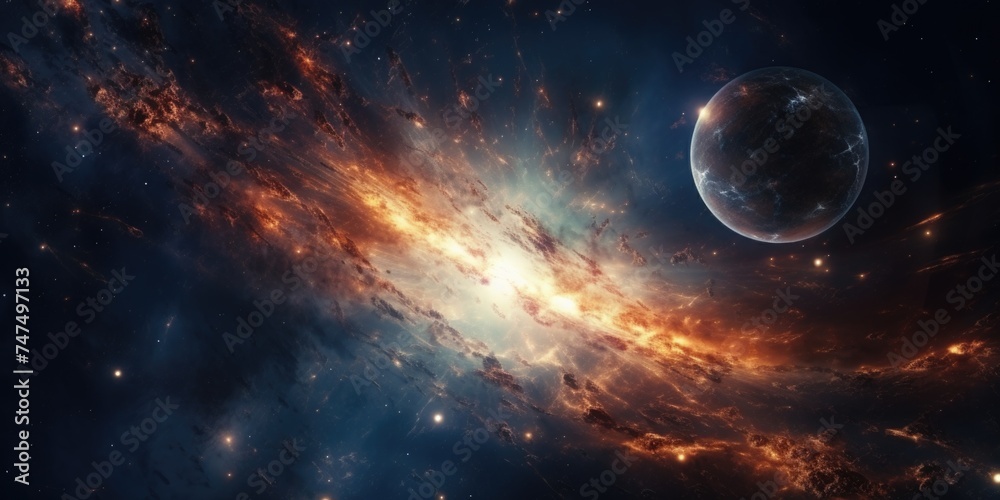 Poster a stunning image of a planet in a space setting, perfect for science fiction projects