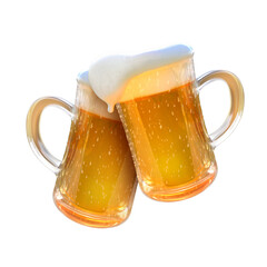 Glass mugs with beer