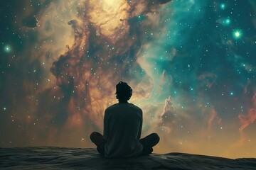 Meditative universe scene Blending spirituality and cosmic wonder