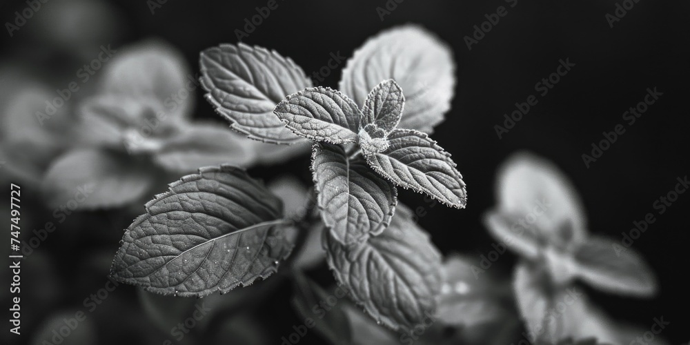 Poster monochrome image of a leafy plant, suitable for various design projects