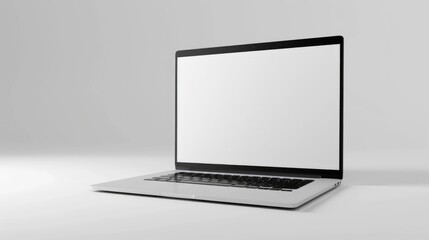 Modern laptop computer with a blank white screen, perfect for mockups and presentations