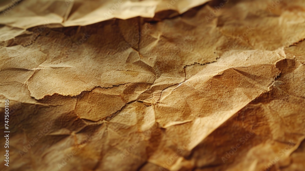 Poster detailed close-up of brown paper texture. suitable for backgrounds and design projects