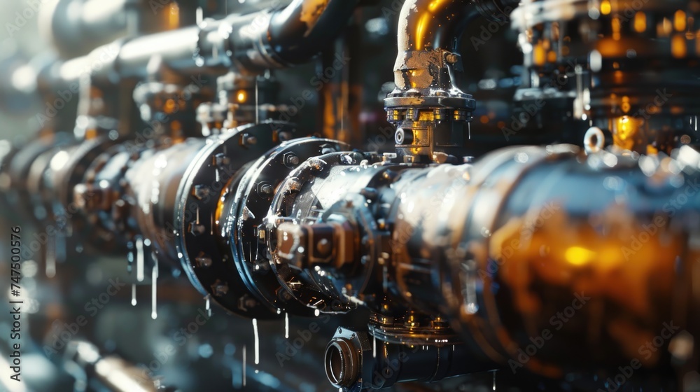 Poster network of pipes interconnected. suitable for industrial and engineering concepts