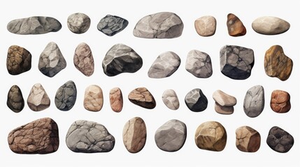 A bunch of rocks on a white surface, suitable for various design projects - Powered by Adobe
