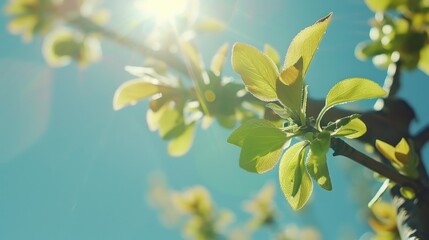 Sunlight filtering through green leaves, suitable for nature concepts