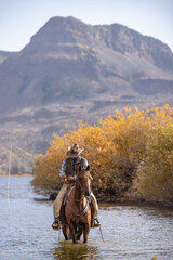 Colorado Cowboy Fly Fishing in the Mountains From Horseback